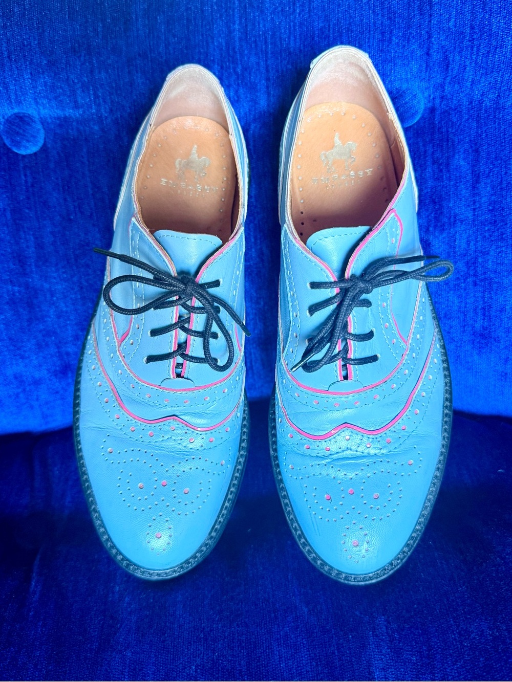 Embassy London “Brick Lane” Light Blue Leather Oxfords with Pink Accents • EU 39 - Picture 2 of 6